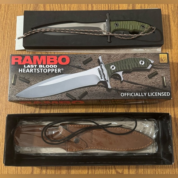 Rambo Last Blood Heartstopper Licensed Tactical Survival Bowie Knife w/Sheath - Picture 7 of 7